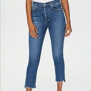 AGOLDE Riley High waisted crop jeans | medium blue